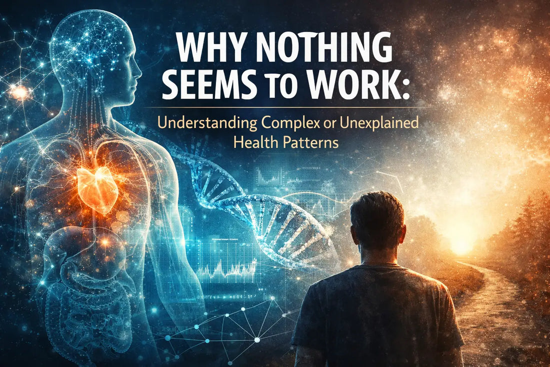 Illustration for Why Nothing Seems to Work: Understanding Complex or Unexplained Health Patterns with a human silhouette.